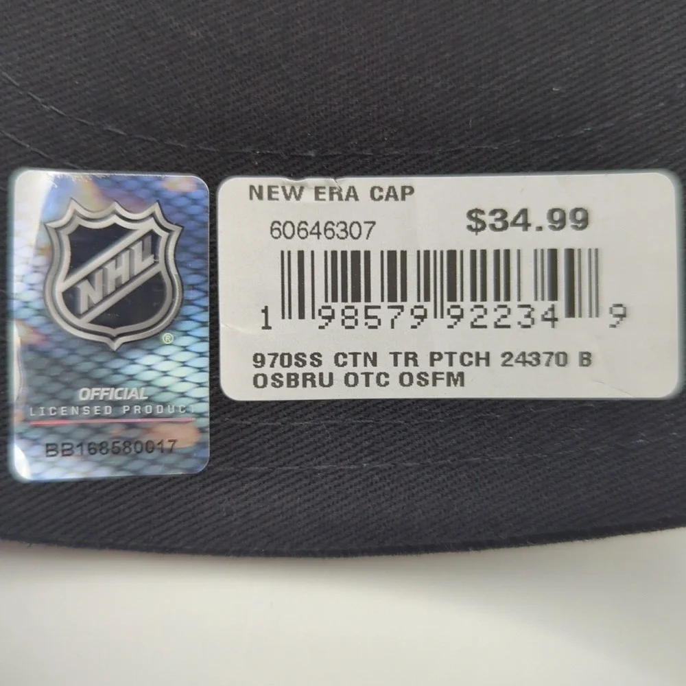 New Era 9SEVENTY Boston Bruins Hat Mens Black White Stretch Snap Trucker Cap NHL